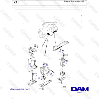 Volvo Penta MD17C / MD17D - Engine Suspension: MD17