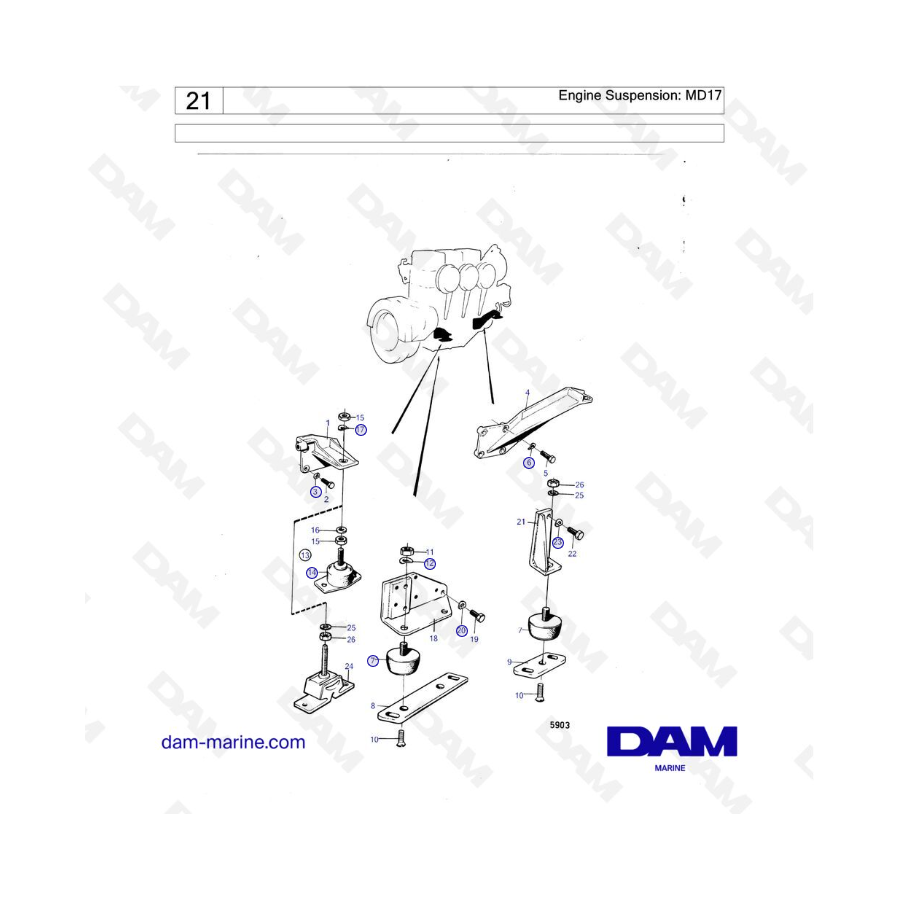 Volvo Penta MD17C / MD17D - Engine Suspension: MD17