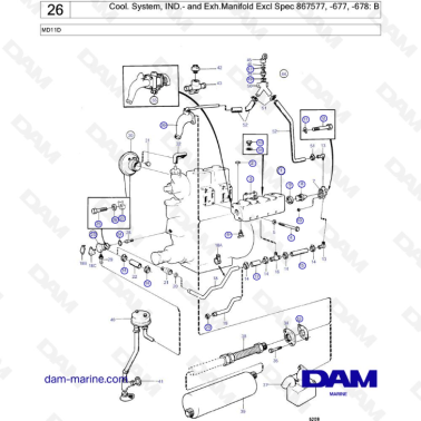 Volvo Penta MD11D - Cool. System, IND.- and Exh.Manifold Excl Spec 867577, -677, -678: B