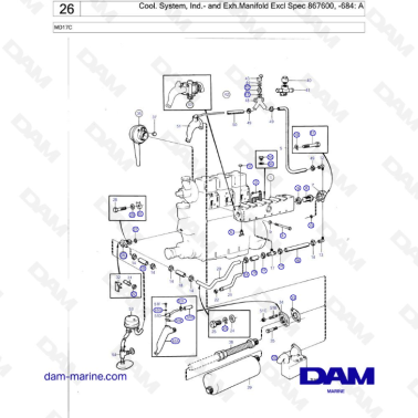 Volvo Penta MD17C - Cool. System, Ind.- and Exh.Manifold Excl Spec 867600, -684: A