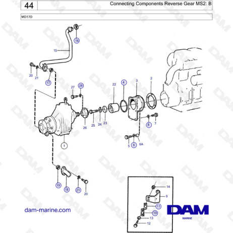 Volvo Penta MD17D - Connecting Components Reverse Gear MS2: B - DAM Marine