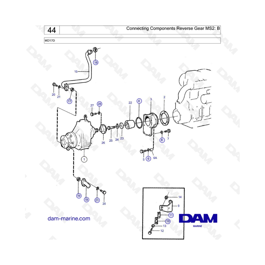 Volvo Penta MD17D - Connecting Components Reverse Gear MS2:B