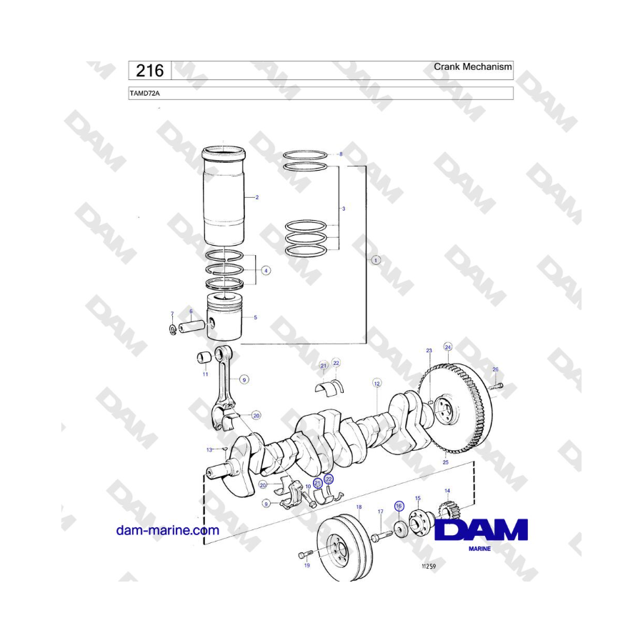 Volvo Penta TAMD72 - Crank Mechanism