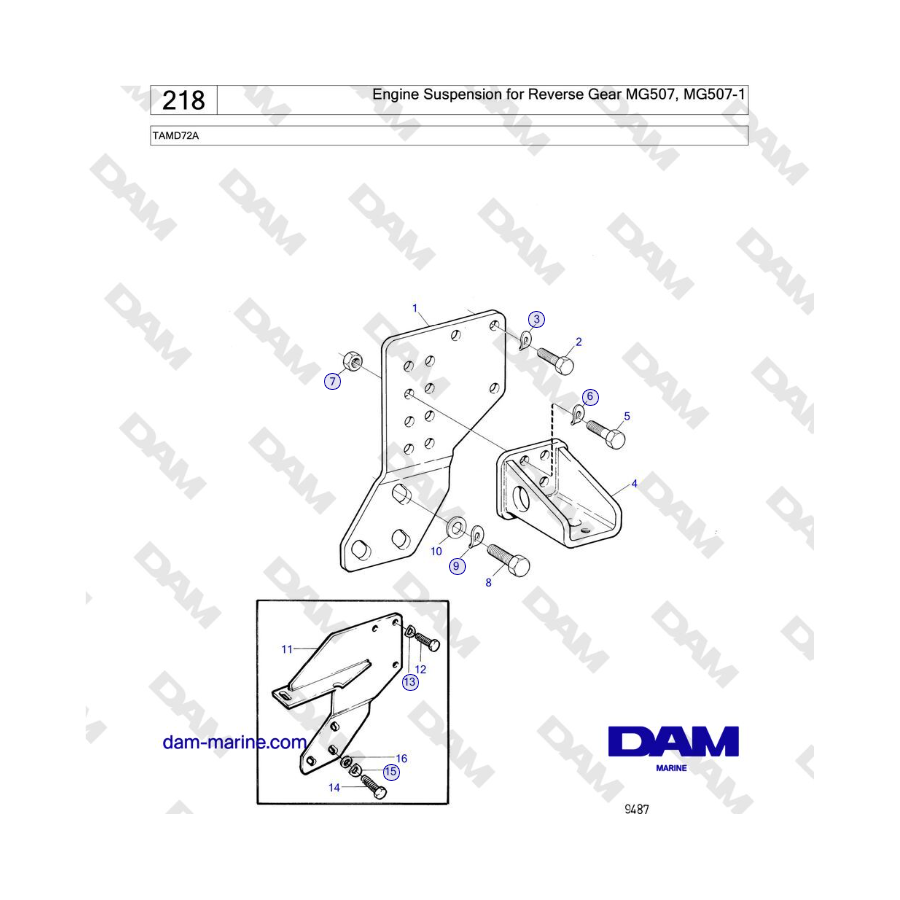 Volvo Penta TAMD72 - Engine Suspension for Reverse Gear MG507, MG507-1