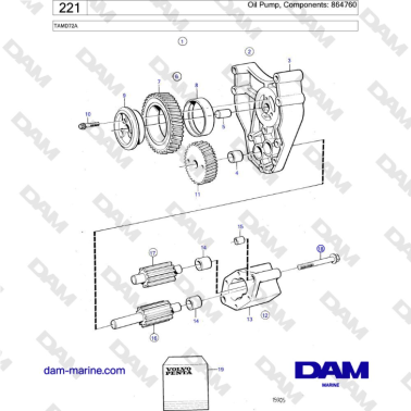 Volvo Penta TAMD72 - Oil Pump, Components: 864760