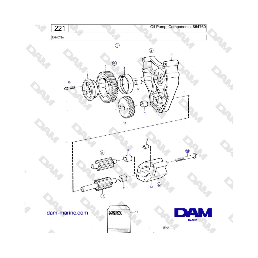 Volvo Penta TAMD72 - Oil Pump, Components: 864760