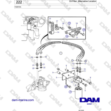 Volvo Penta TAMD72 - Oil Filter, Alternative Location