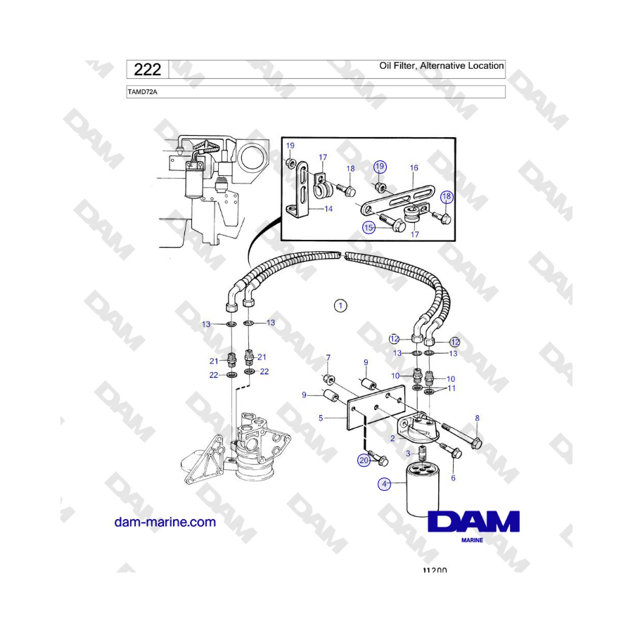Volvo Penta TAMD72 - Oil Filter, Alternative Location
