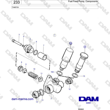 Volvo Penta TAMD72 - Fuel Feed Pump, Components