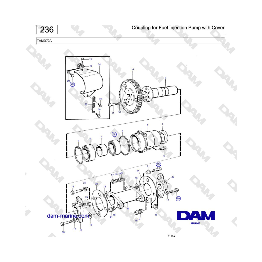 Volvo Penta TAMD72 - Coupling for Fuel Injection Pump with Cover