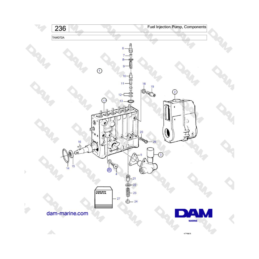 Volvo Penta TAMD72 - Fuel Injection Pump, Components