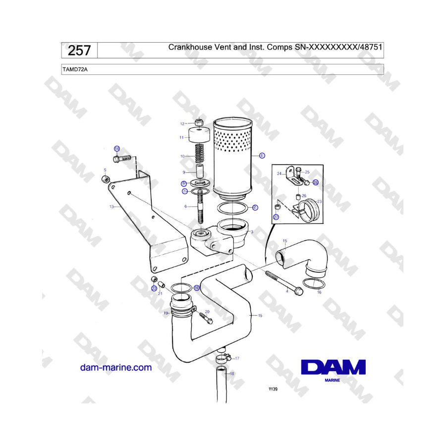 Volvo Penta TAMD72A - Crankhouse Vent and Inst. Comps.