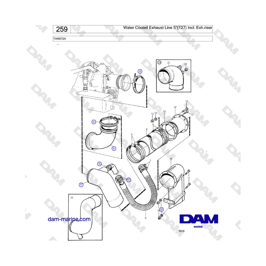 Volvo Penta TAMD72A - Water Cooled Exhaust Line 5''(127) Incl. Exh.riser
