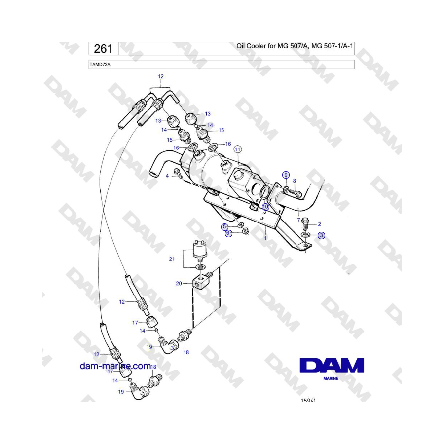 Volvo Penta TAMD72A - Oil Cooler for MG 507/A, MG 507-1/A-1