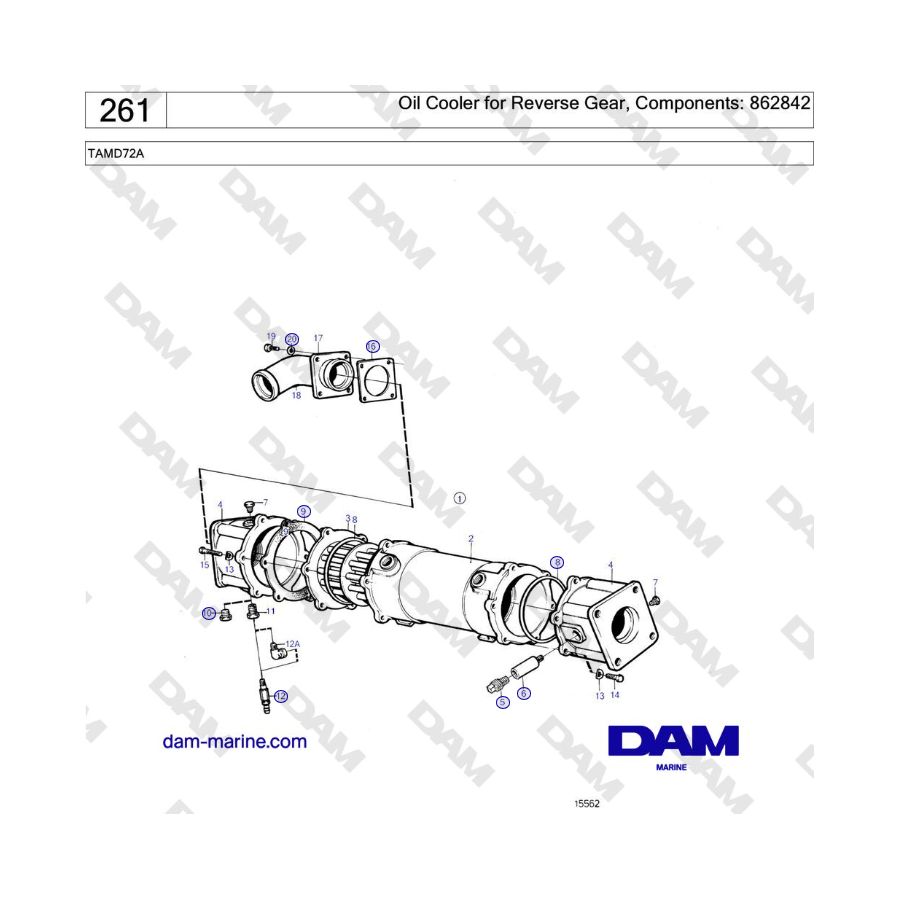 Volvo Penta TAMD72A - Oil Cooler for Reverse Gear, Components: 862842