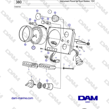 Volvo Penta TAMD72A - Instrument Panel for Dual Station, 12V