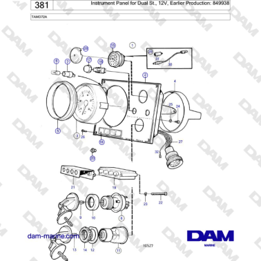Volvo Penta TAMD72A - Instrument Panel for Dual St., 12V, Earlier Production: 849938
