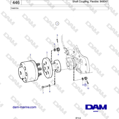 Volvo Penta TAMD72A - Shaft Coupling, Flexible: 848041