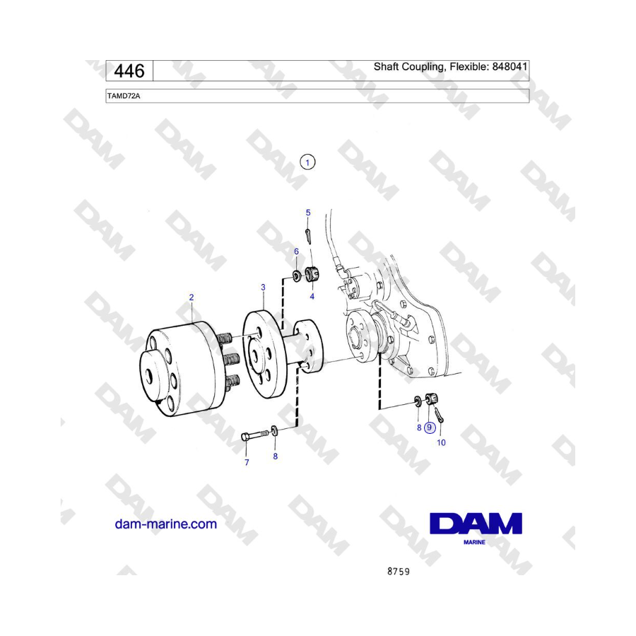 Volvo Penta TAMD72A - Shaft Coupling, Flexible: 848041