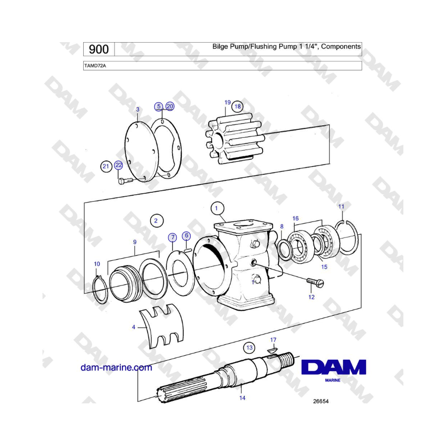 Volvo Penta TAMD72A - Bilge Pump/Flushing Pump 1 1/4'', Components