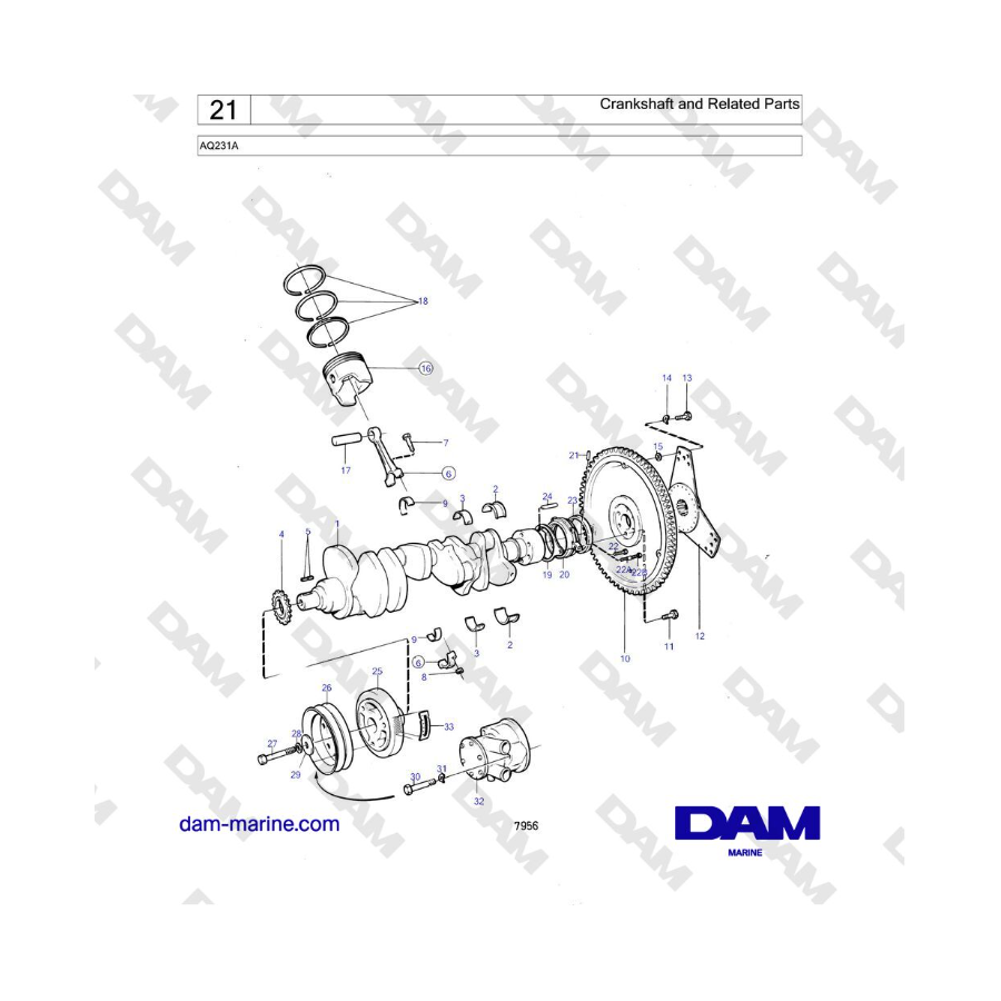 Volvo Penta AQ231A - Crankshaft and Related Parts