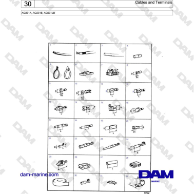Volvo Penta AQ231A, AQ231B, AQ231LB - Cables and Terminals