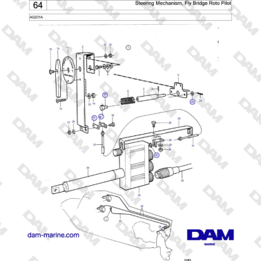Volvo Penta AQ231A - Steering Mechanism, Fly Bridge Roto Pilot