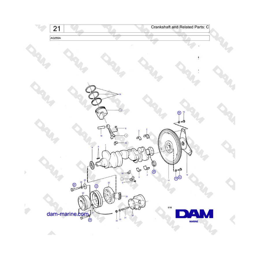 Volvo Penta AQ255A - Crankshaft and Related Parts: C