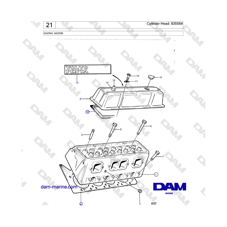 Volvo Penta AQ255A - Culata: 835564 