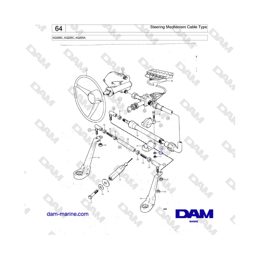 Volvo Penta AQ255A - Tipo de cable del mecanismo de dirección