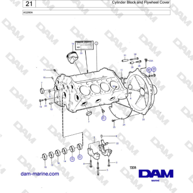 Volvo Penta AQ260A - Cylinder Block and Flywheel Cover