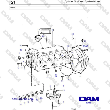 Volvo Penta AQ260B - Cylinder Block and Flywheel Cover