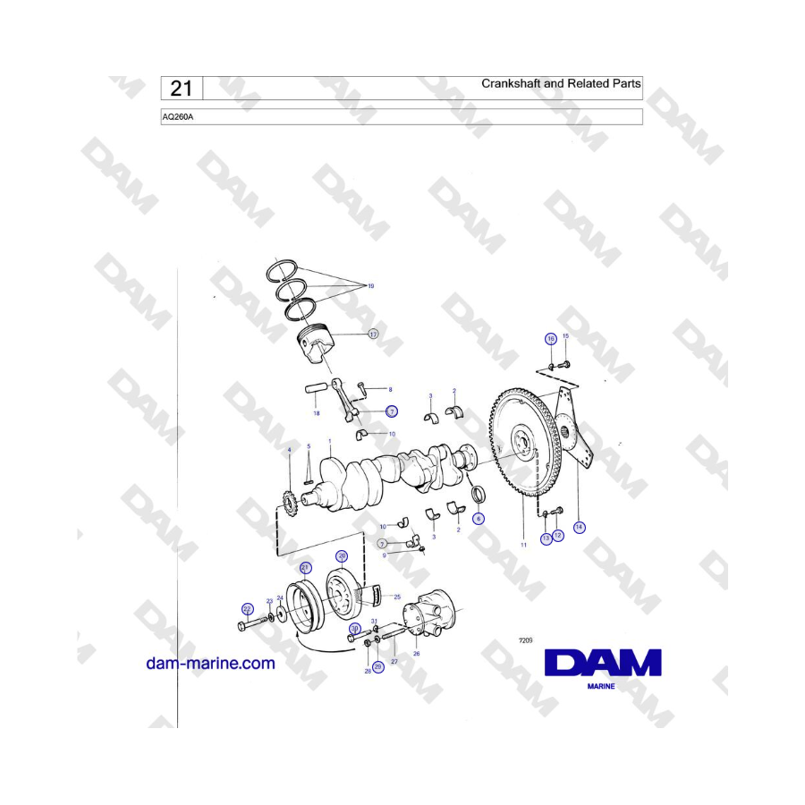 Volvo Penta AQ260A - Crankshaft and Related Parts