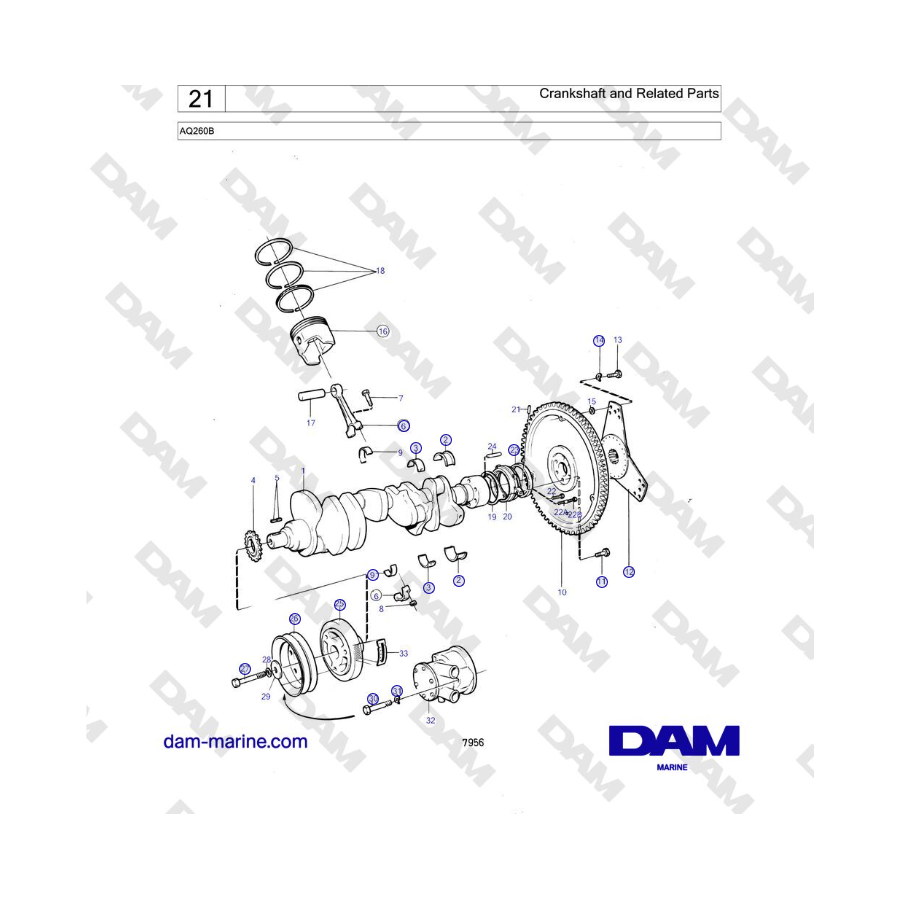 Volvo Penta AQ260B - Cigüeñal y piezas relacionadas