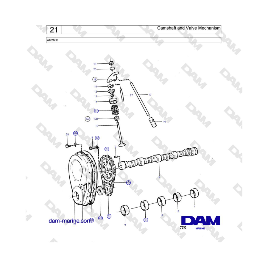 Volvo Penta AQ260B - Camshaft and Valve Mechanism