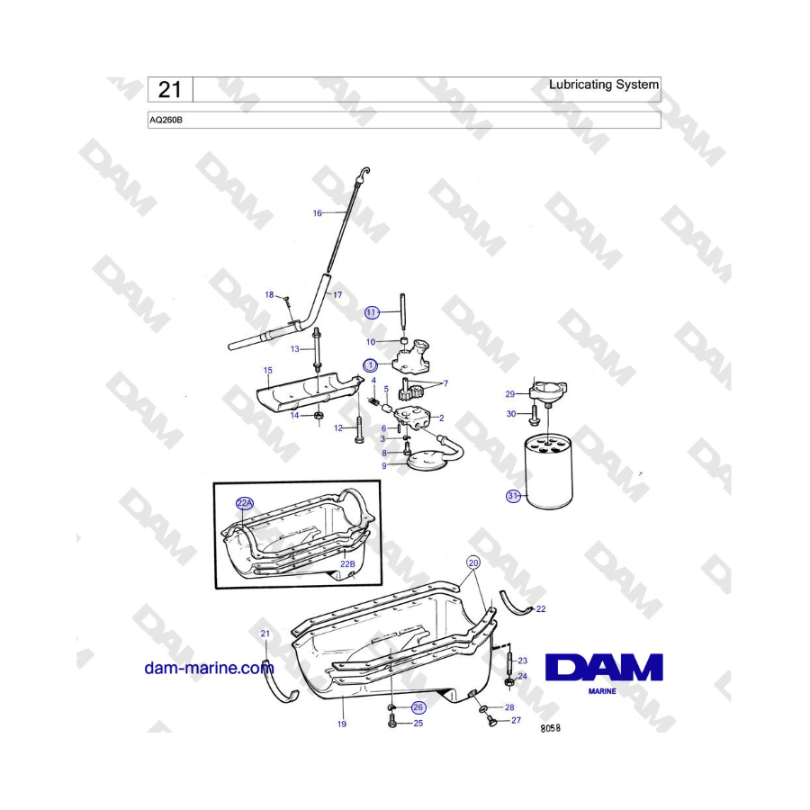 Volvo Penta AQ260B - Lubricating System