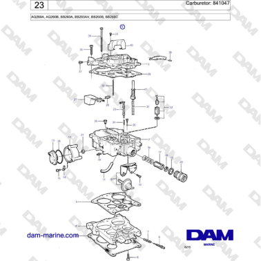 Volvo Penta AQ260A, AQ260B - Carburetor: 841047
