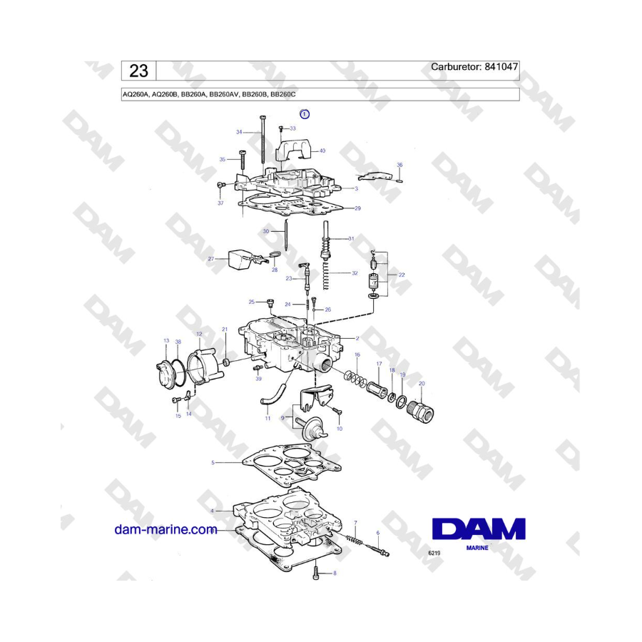 Volvo Penta AQ260A, AQ260B - Carburetor: 841047