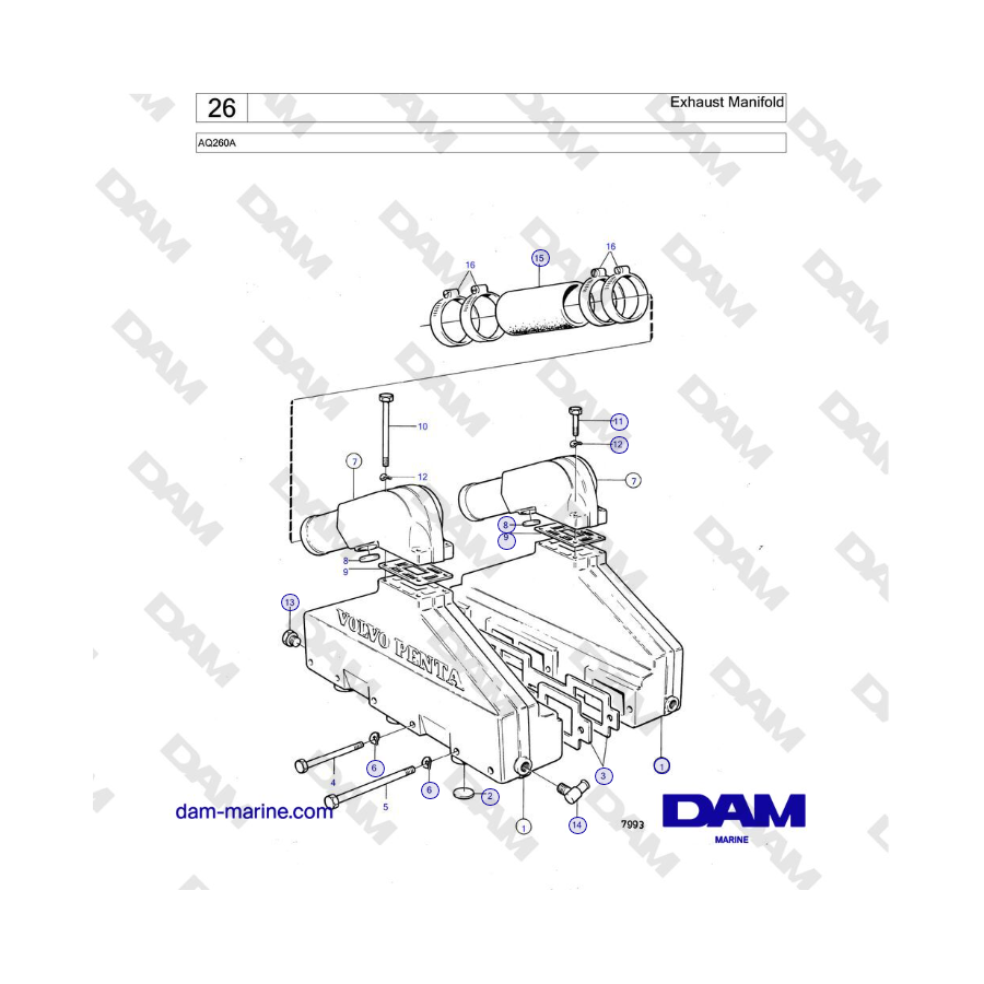 Volvo Penta AQ260A - Exhaust Manifold