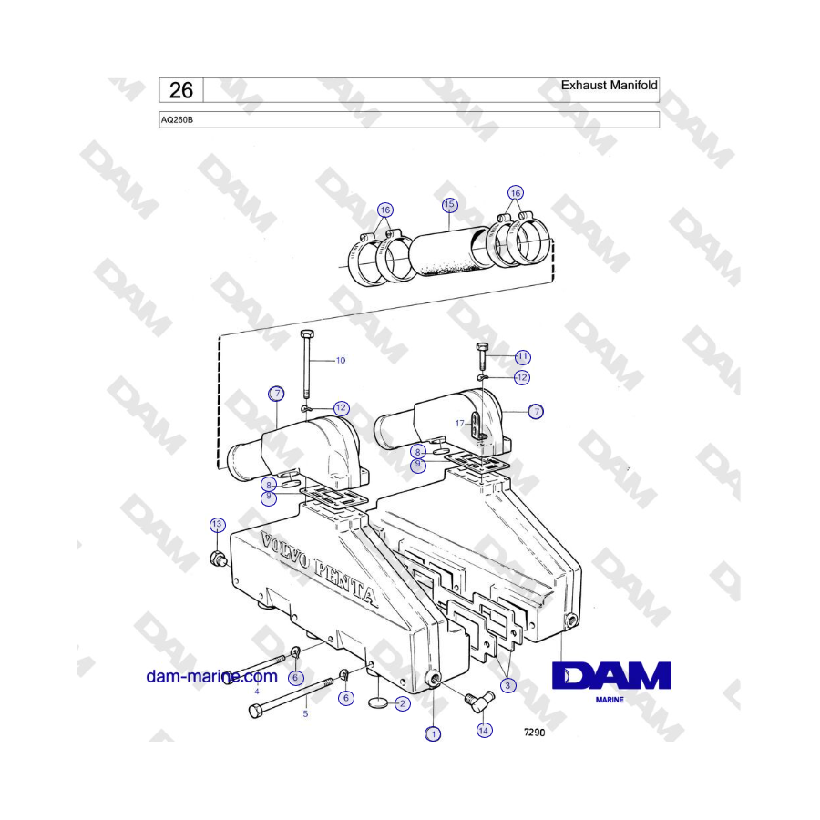 Volvo Penta AQ260B - Exhaust Manifold