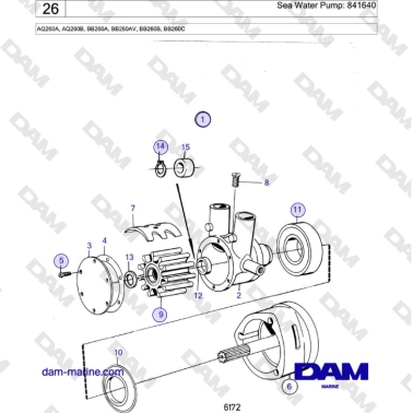 Volvo Penta AQ260A, AQ260B - Sea Water Pump: 841640