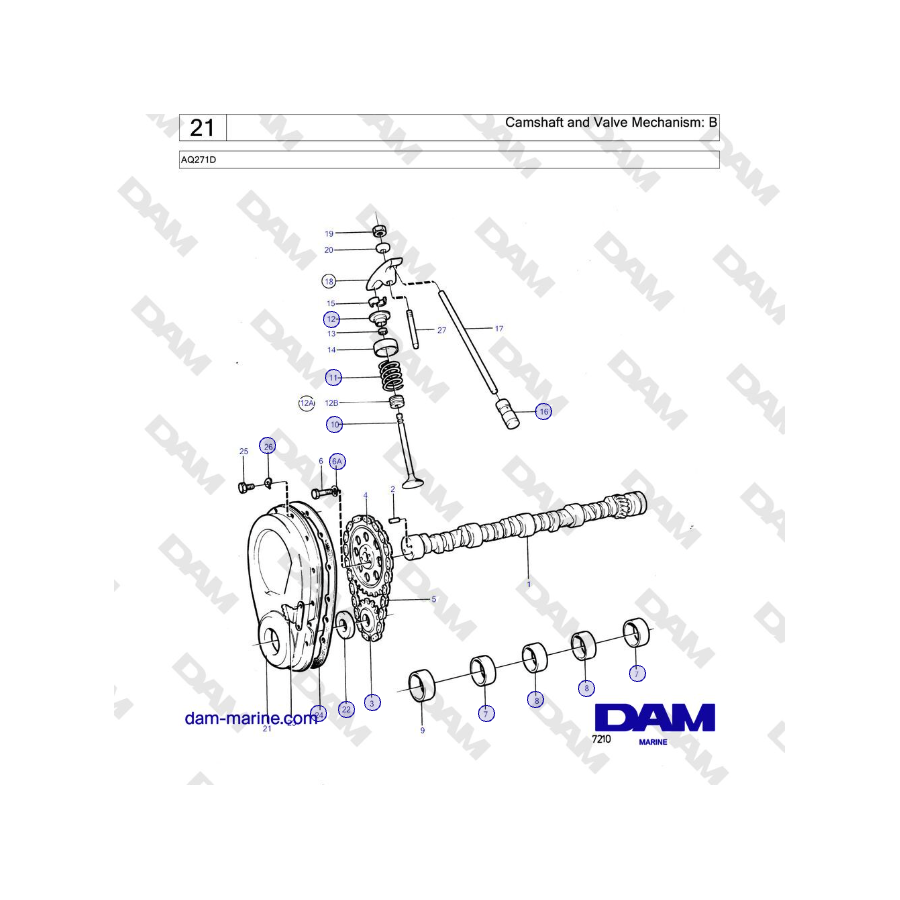 Volvo Penta AQ271D - Camshaft and Valve Mechanism: B