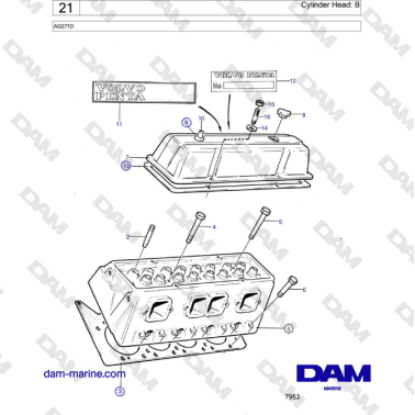Volvo Penta AQ271D - Cylinder Head: B