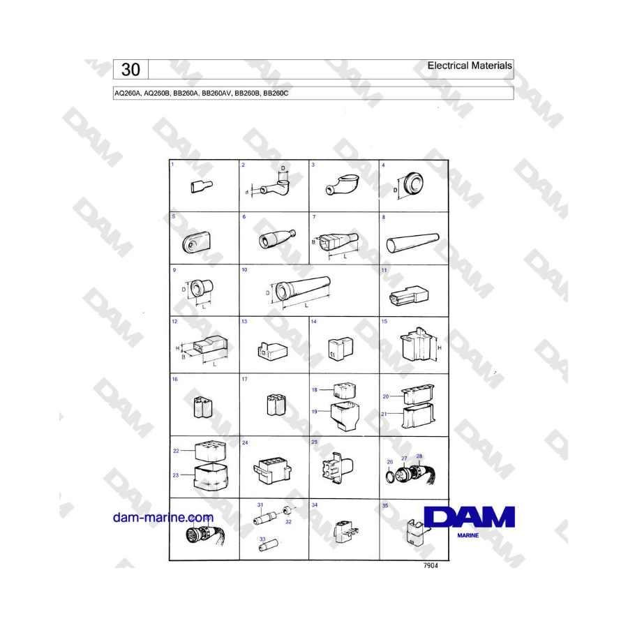 Volvo Penta AQ260A, AQ260B - Electrical Materials Volvo Penta AQ260A, AQ260B - Electrical Materials