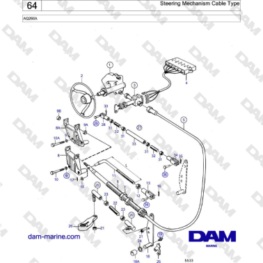 Volvo Penta AQ260A - Steering Mechanism Cable Type