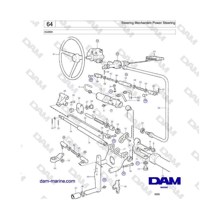 Volvo Penta AQ260A - Steering Mechanism Power Steering