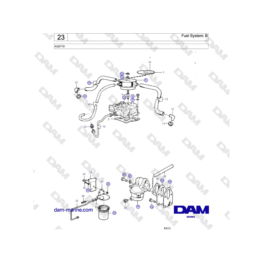 Volvo Penta AQ271D - Fuel System: B