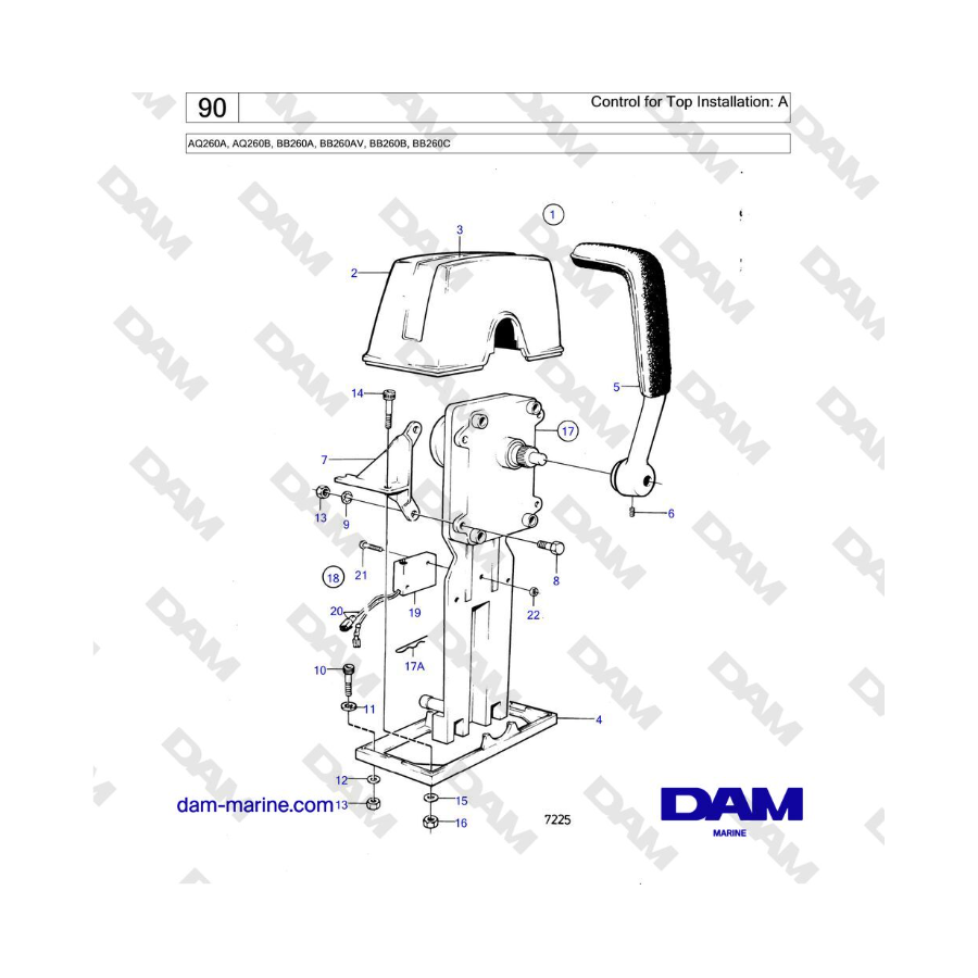 Volvo Penta AQ260A, AQ260B - Control for Top Installation: A