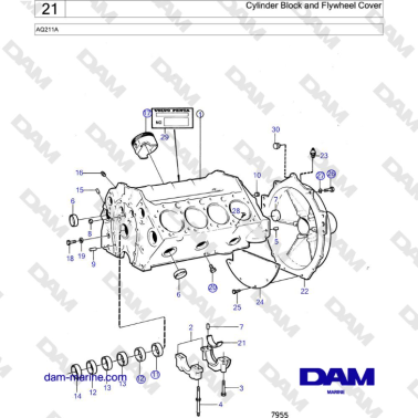 Volvo Penta AQ211A - Cylinder Block and Flywheel Cover