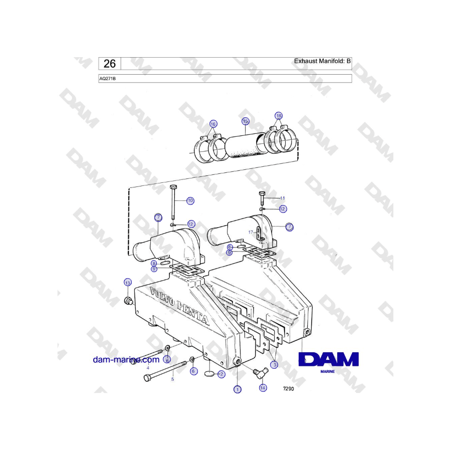 Volvo Penta AQ271B - Exhaust Manifold: B